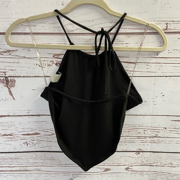 Windsor S Black So Hawt Halter Open Back Handkerchief Crop Top - Picture 5 of 8
